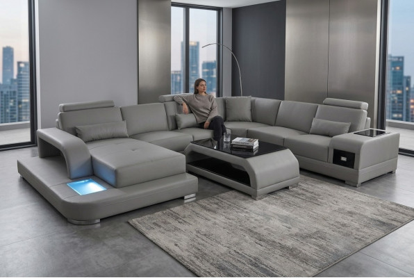 Eck Canapé Polster Couch Sitz Eck Lieder Garnitur Modern U Form