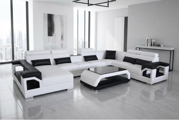 Lieder Sofa Modern Sitz Canapé Polster Design Wunnlandschaft + Dësch Eck