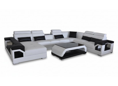 Lieder Sofa Modern Sitz Canapé Polster Design Wunnlandschaft + Dësch Eck