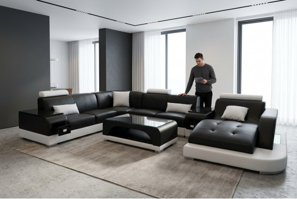 Lieder Eck Sofa Eck Wunnlandschaft Garnitur Design Modern Couch Sofas U-Form G8009
