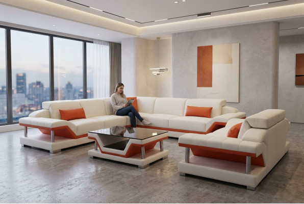 Lieder Sofa Modern Couch Wunnlandschaft 2 Sëtzer Couches Sëtz Eck Dësch