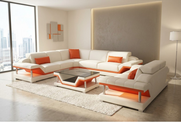 Lieder Sofa Modern Couch Wunnlandschaft 2 Sëtzer Couches Sëtz Eck Dësch
