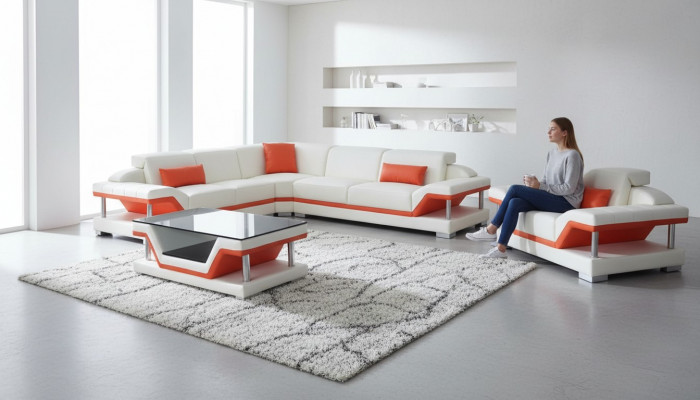 Ecksofa Polster Couch Sëtz Eck Lieder Garnitur Wunnlandschaft Modern
