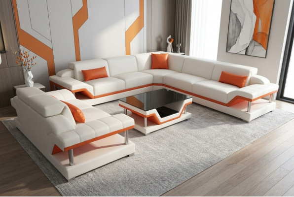 Ecksofa Polster Couch Sëtz Eck Lieder Garnitur Wunnlandschaft Modern