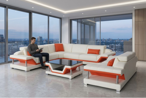 Lieder Eck Sofa Garnitur Sofas Canapéen Polster Wunnlandschafte Luxus Eck
