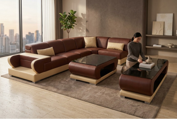 Sofa Couch Polster Sëtz Eck Modern Couchen Wunnlandschaft Garnitur 3tlg