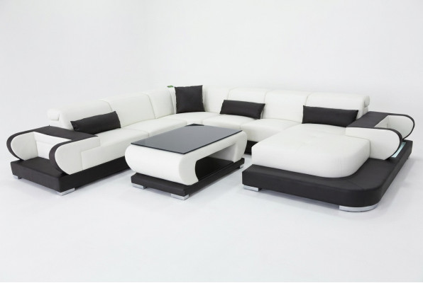 Wohncouch Ledersofa Liewenslandschaft Polstersett Ecksofa Sëtzgruppen Nei