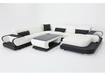 Wohncouch Ledersofa Liewenslandschaft Polstersett Ecksofa Sëtzgruppen Nei