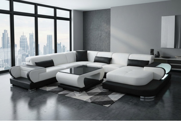 Canapé Ecksofa Lieder Wunnlandschaft Garnitur Design Modern Canapé UForm G8002+Dësch