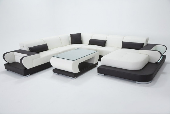 Canapé Ecksofa Lieder Wunnlandschaft Garnitur Design Modern Canapé UForm G8002+Dësch