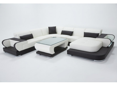 Canapé Ecksofa Lieder Wunnlandschaft Garnitur Design Modern Canapé UForm G8002+Dësch