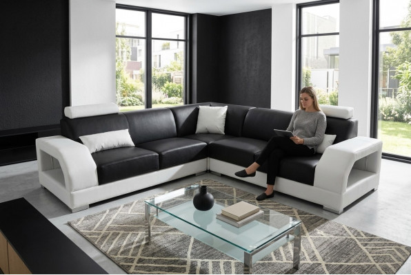 XXL Couch Ecksofa Lieder Wunnlandschaft Garnitur Design Modern Sofa L-Form G8001B