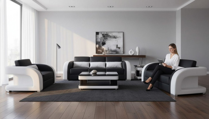 XXL Canapé Lieder Wunnlandschaft Garnitur Design Modern Sofa Garnituren 3+2+1 Nei