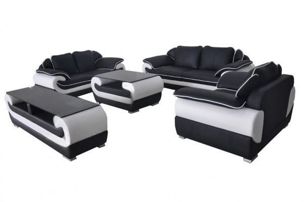 Lieder Modern XXL Canapé Wunnlandschaft Liederkouche Sofa Garnitur 3+2+1 D04 + Dësch