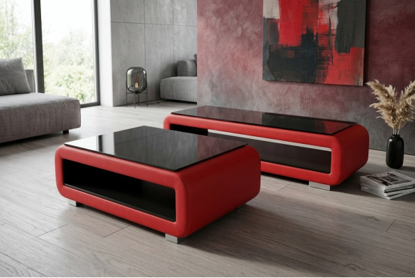 Designer Canapé Dësch Polster Lieder Glas Modernen Dësch CT9010 + RTV