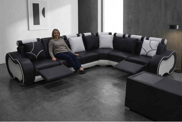 Eck Lieder Modern XXL Canapé Wunnlandschaft Liederkanapé Canapé L-Form C4030