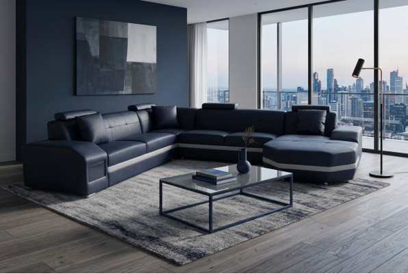 Eck Lieder Modern XXL Canapé Wunnlandschaft Sëtz Polster Canapéen Sofa U-Form Nei