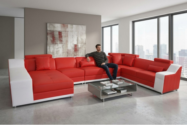 Wunnleder Landschaft Sofa Canapé Couch Polster Garnitur Eckcanapéen Sëtz Garnituren Nei