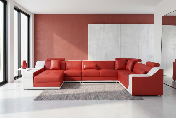 Wunnleder Landschaft Sofa Canapé Couch Polster Garnitur Eckcanapéen Sëtz Garnituren Nei