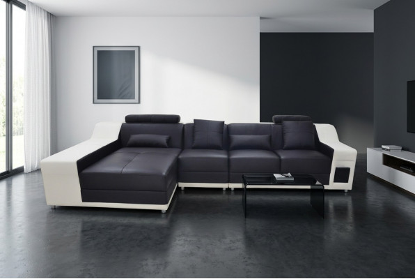 Ecke Lieder Modern XXL Canapé Wohnlandschaft Ledersofa Sofa L-Form B2017B