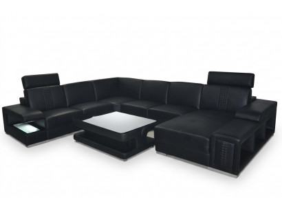 Lieder Sofa Canapé Polstersët Eck Sëtz Garnitur Ecke couchen Wunnlandschaft +Dësch