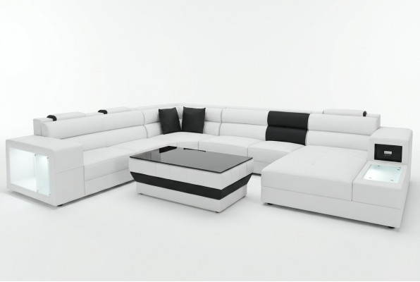 Eck Lieder Modern XXL Canapé Wunnlandschaft Liederkanapé Sofa U-Form B2006
