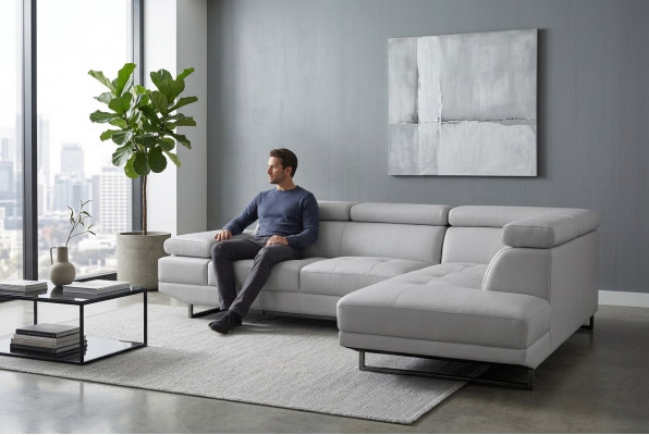 Ecke Lieder Modern XXL Canapé Wohnlandschaft Ledersofa Sofa L-Form B2003