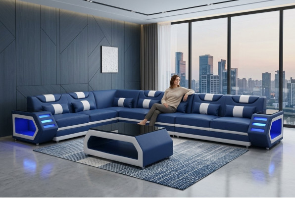 Designer Liederpolstersëtz Ecksofa Polstersitz Liewensraim XXL.