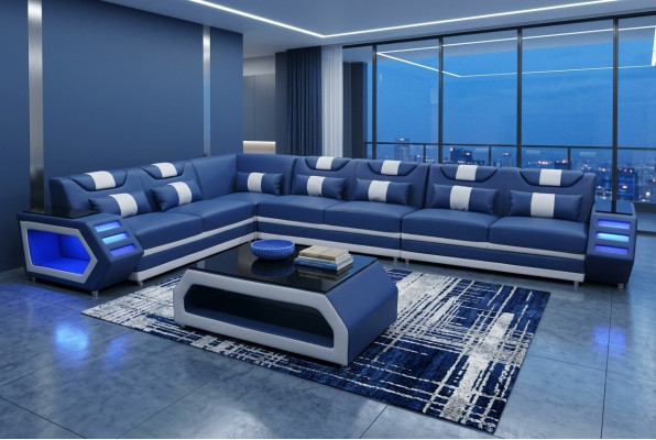 Designer Liederpolstersëtz Ecksofa Polstersitz Liewensraim XXL.