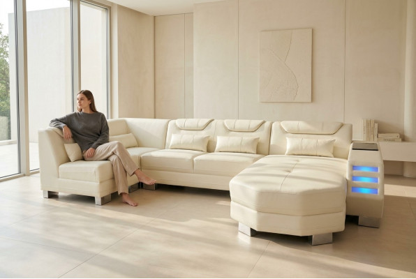 Designer-Couch Eck Lieder Polster Ecksofa Polster Landschaft Zëmmer Lieder Sëtz.