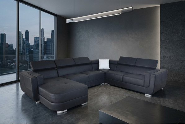 Designer Liederpolster Eck-Sofa Polster Eck Landschaft Zëmmer Lieder Sëtz Grouss.