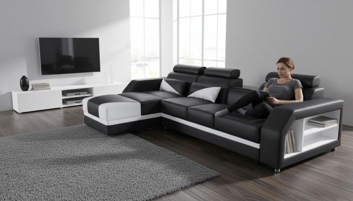 Design Liederpolster Sëtz Zëmmer Eck Wunnsofa Couch Garnitur Designer
