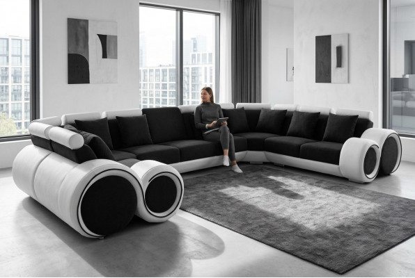 Eck Lieder Modern XXL Canapé Wunnlandschaft Liederkanapé Canapé U-Form A1163 +