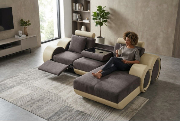 Design Couch Ecksofa Lieder Eck Garnitur Ecke Landschaft Polster L-Form