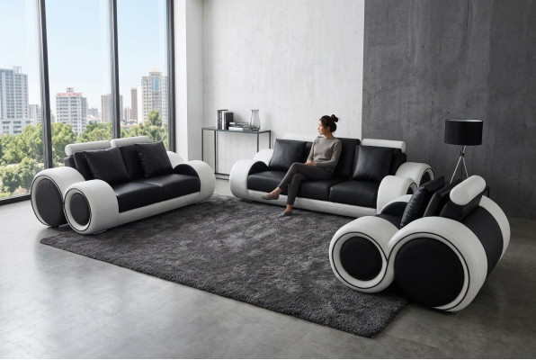 Sofa Canapé Garnitur Sëtz Polster Komplett Set 3+2+1 Sofen Canapé Designer