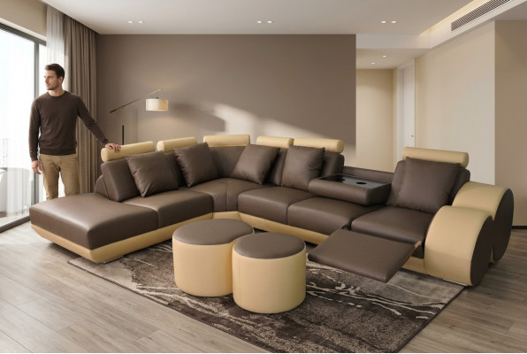 XXL Canapé Grouss Eck Sofa Lieder Eck Garnitur Eck Landschaft Polster Wunn L Form