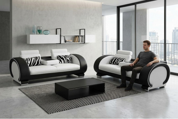 Sofa Couch Sëtz Polster Komplett Set Garnitur 3+3 Sofae Designer Couches Lieder