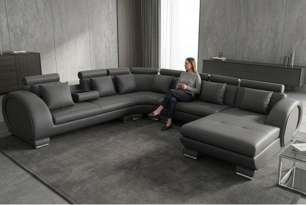 Eck-Lieder Sofa Couch Polster Sëtz Wunnlandschaft Design XXL U-Form
