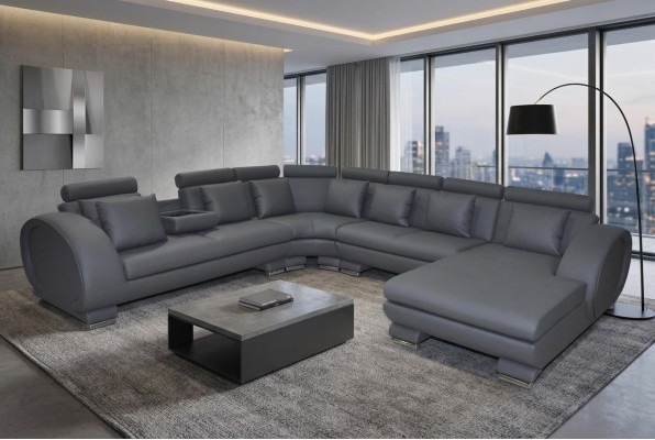 Eck-Lieder Sofa Couch Polster Sëtz Wunnlandschaft Design XXL U-Form