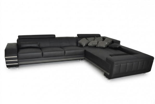 Eck Leder Canapé Coussin Sëtz Garnitur Wunnlandschaft Design XXL