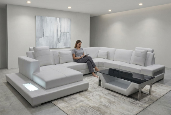 Eck Lieder Canapé Couch Polster Eck Sëtz Garnitur Wunnlandschaft Design XXL U Form