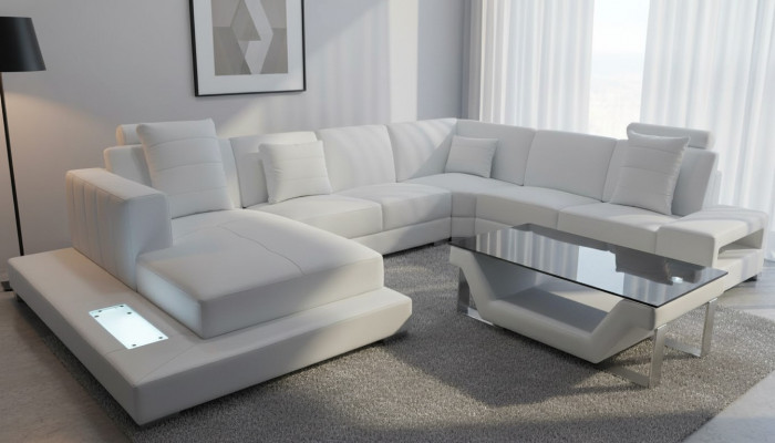 Eck Lieder Canapé Couch Polster Eck Sëtz Garnitur Wunnlandschaft Design XXL U Form