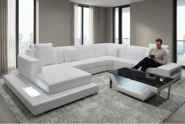 Eck Lieder Sofa Couch Polster Eck Sëtz Garnitur U Form Wunnoerfläch Design