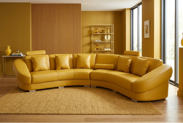 Ronn Eck Sofa Couch Polster XXL Grouss Ronn Couchen Wunnlandschaft U Form giel Nei