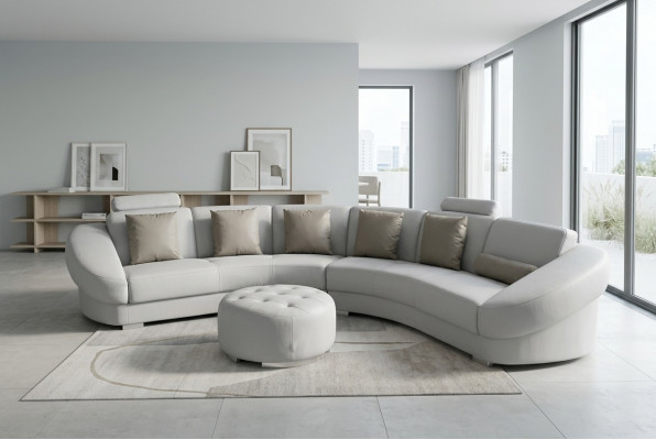 Ronn U Form Sofa Polster Eck Garnitur Lieder Wunnlandschaft Couchen XXL + Hocker