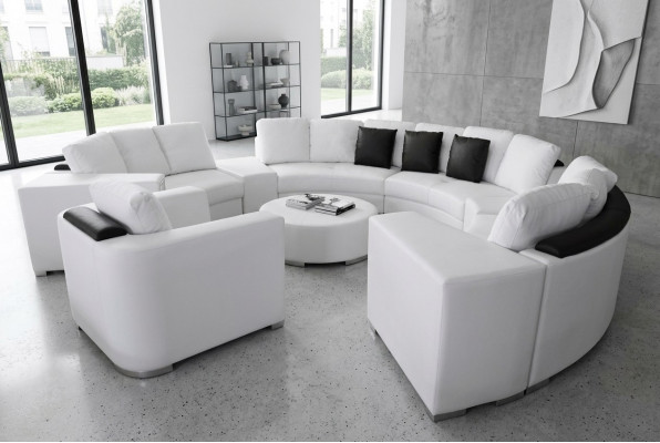 Ronn Ecke Sofa Canapé XXL Grouss Ronn Canapéen Wunnlandschaft U Form Ronn Polster Nei