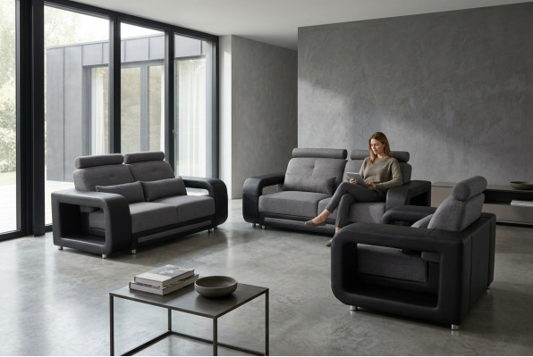 Canapé Garnitur Couch Polster Design Sëtz Komplett Set Lieder Stoff Garnituren Nei