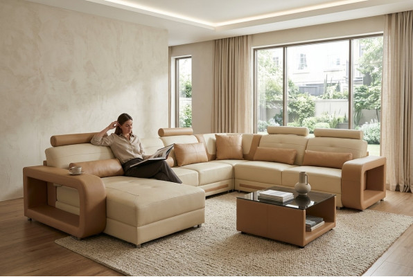 Eck Sofa Couch Polster Eck Wunnzëmmer Landschaft Designer Couchen Textil A1135