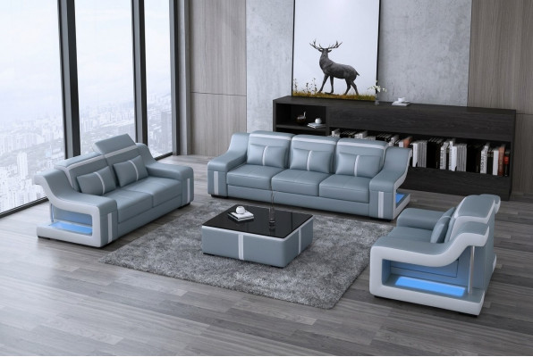 Designer Canapé Couch 3+2 Sëtz Polster Lieder Canapéë Grouss Canapéë Beliicht