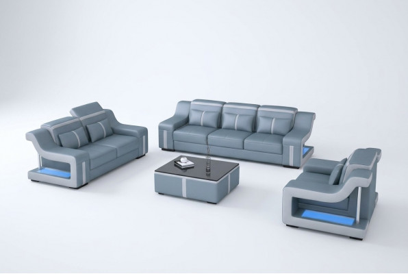 Designer Canapé Couch 3+2 Sëtz Polster Lieder Canapéë Grouss Canapéë Beliicht
